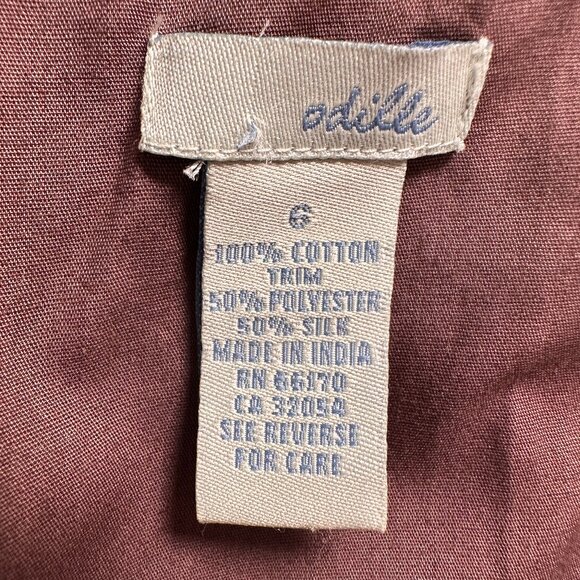 Odille STRAPLESS DRESS 100% Cotton in Mocha Brown with Blue Flowers - Picture 12 of 15